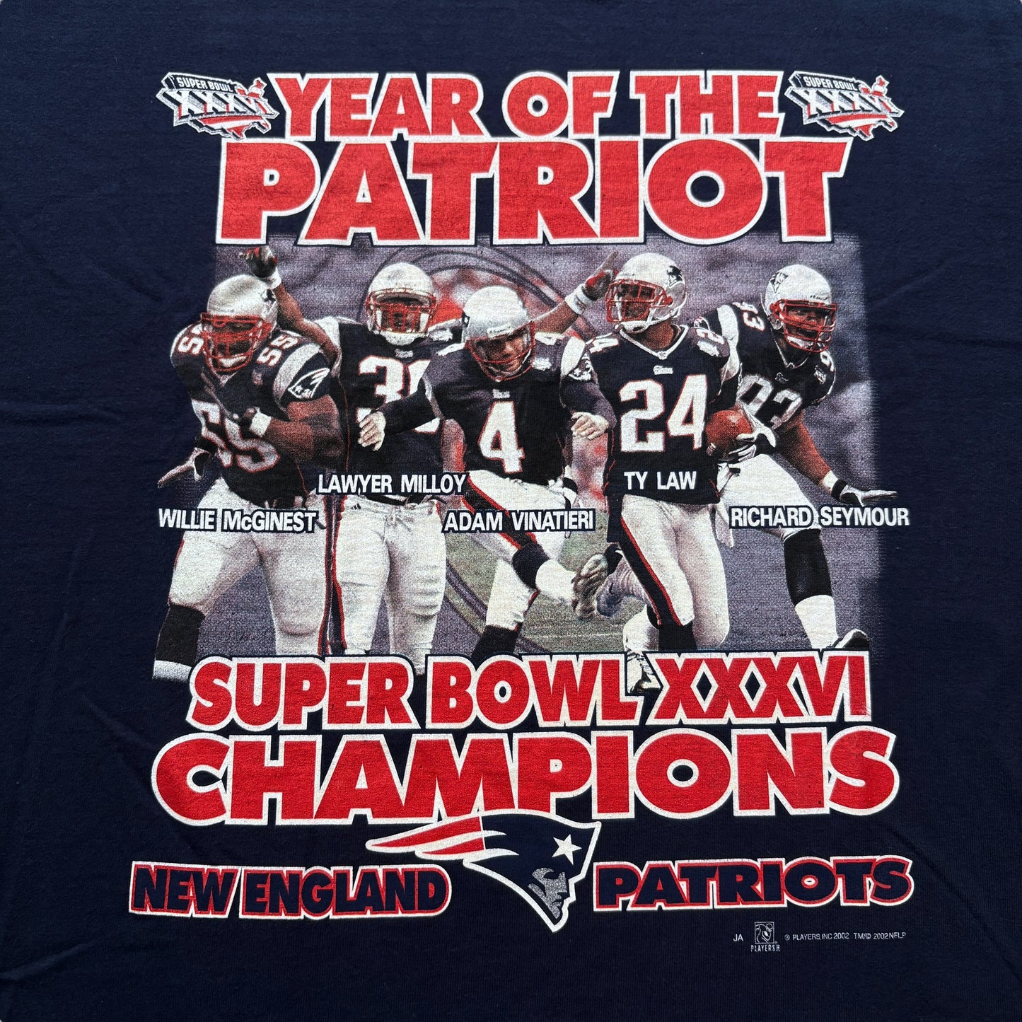 00s New England Patriots "Year of the Patriot" Super Bowl XXXVI Tee