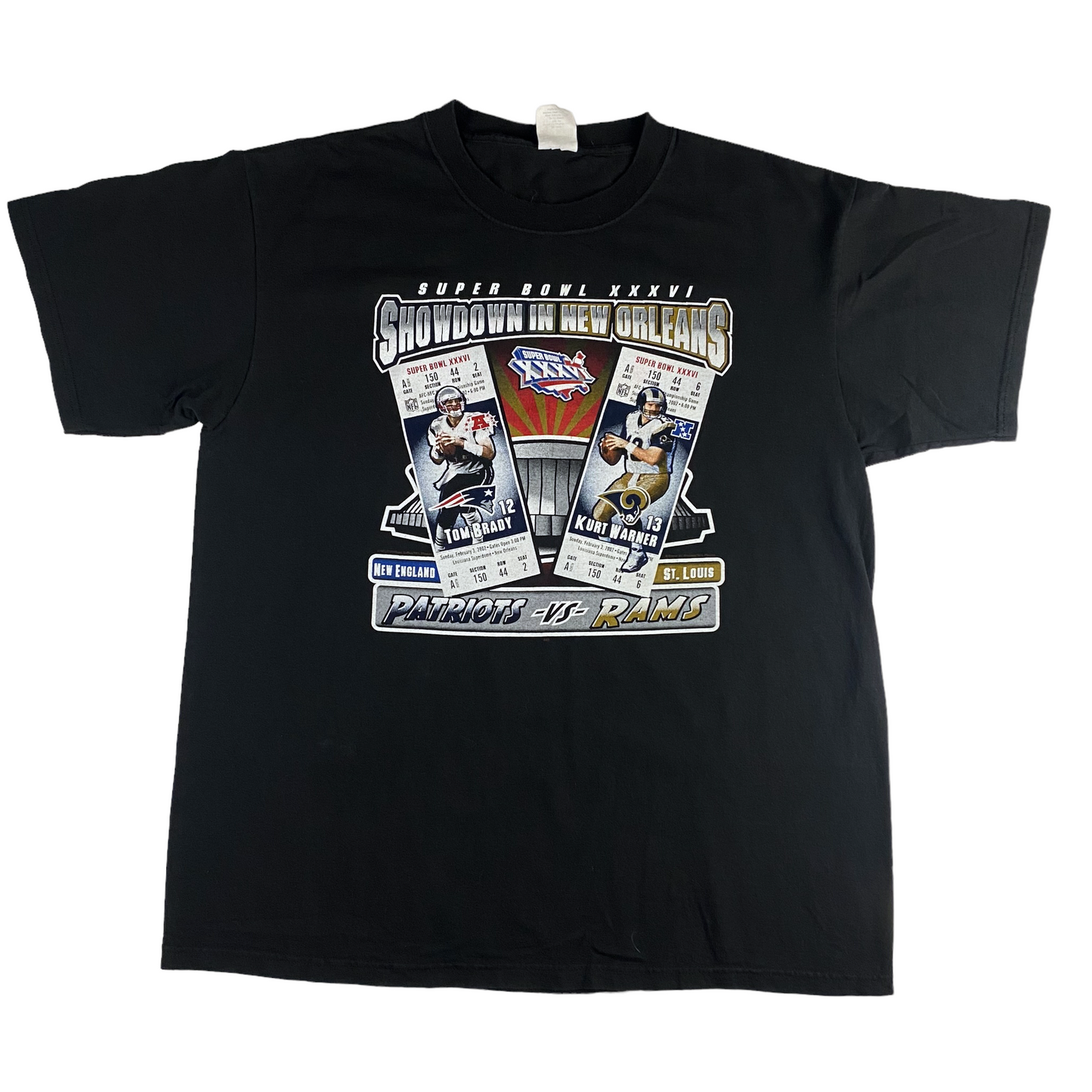 Brady/Warner Super Bowl XXXVI Tickets Tee