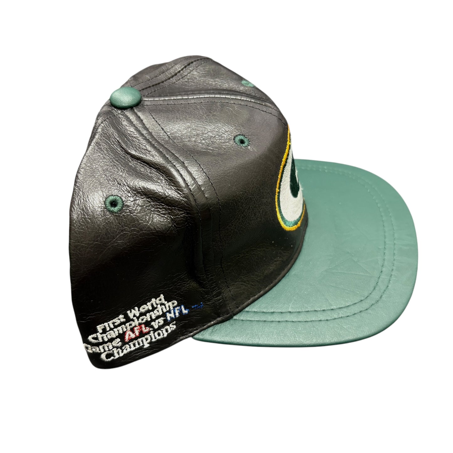 90s Green Bay Packers Super Bowl Leather Strapback (NWT)