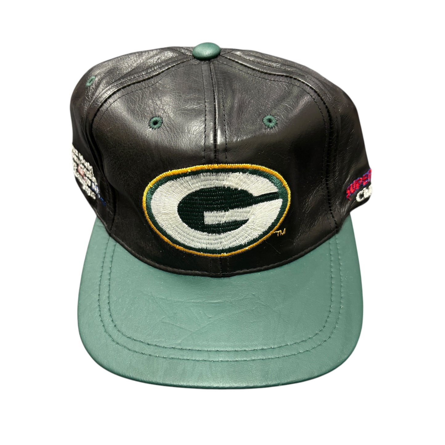 90s Green Bay Packers Super Bowl Leather Strapback (NWT)